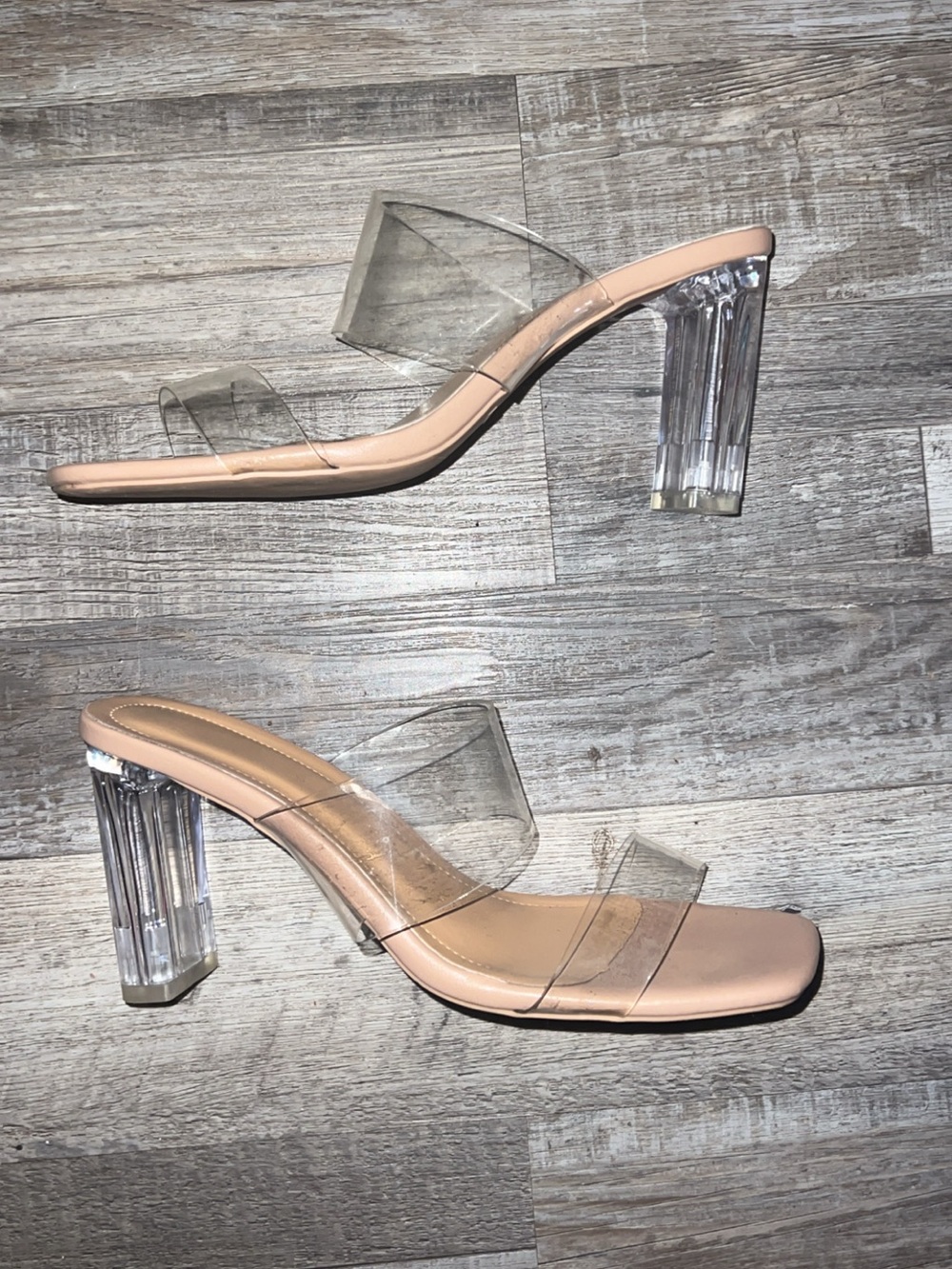 Clear Strap Nude High Heels